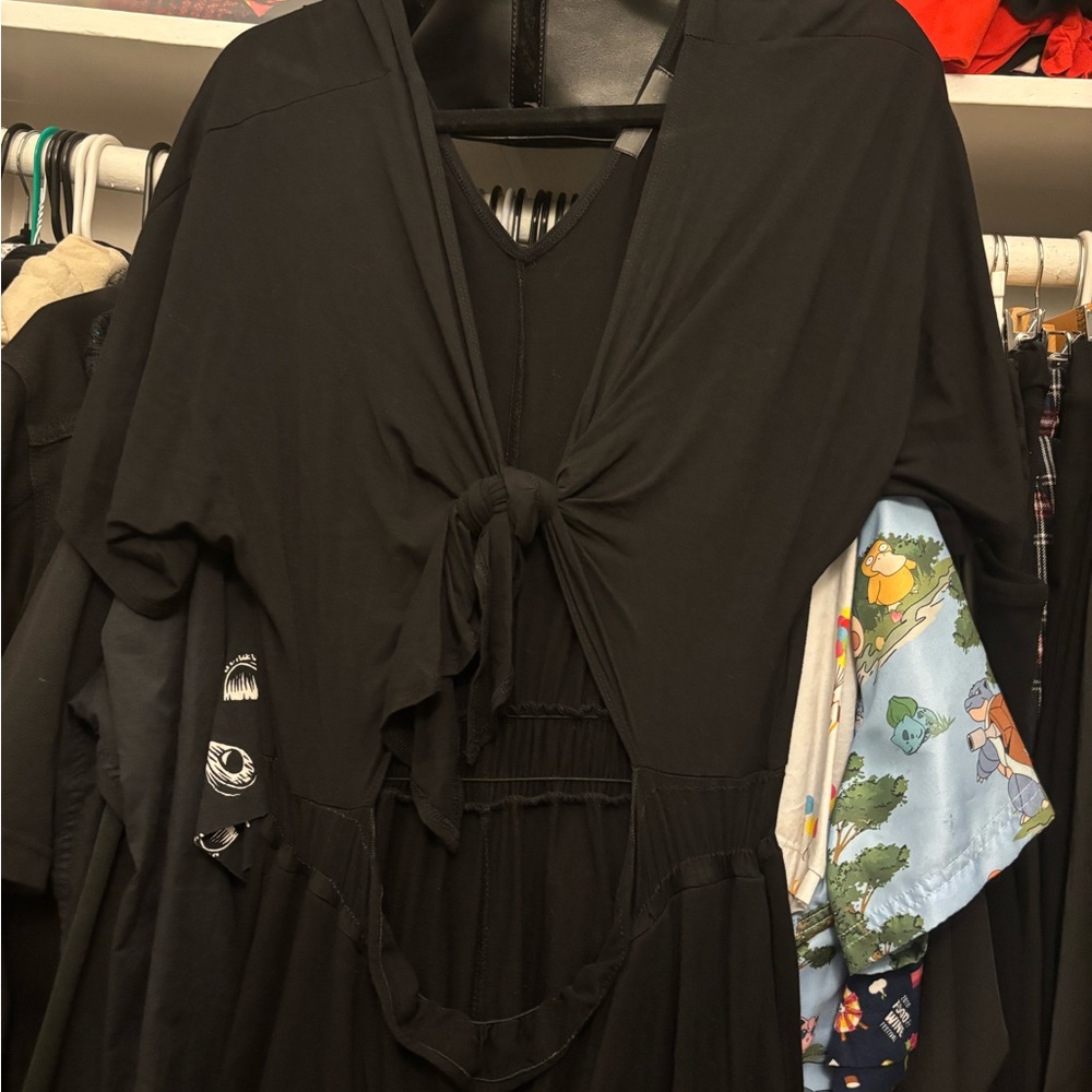 Foxblood Black Tie-Front Jumpsuit